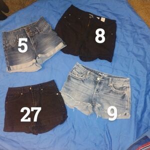 Blue and Black Jean Shorts Set